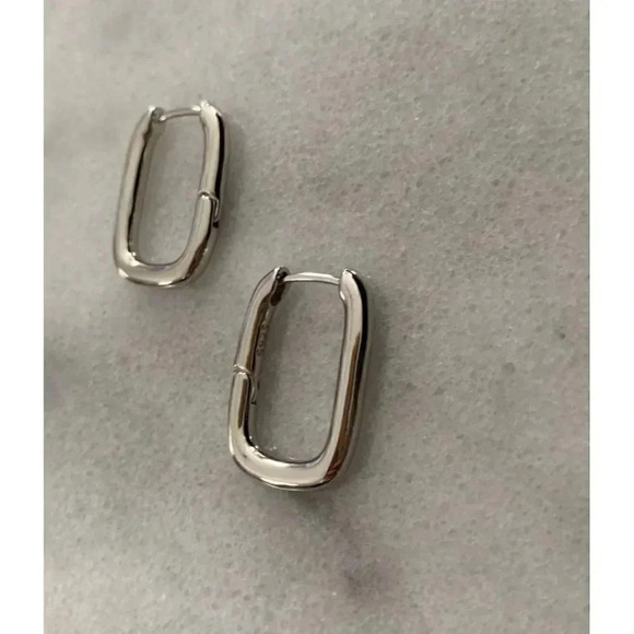 New Stock! Sterling Silver Thick Chunky Square Hoop Earrings Brand New - Picture 3 of 4